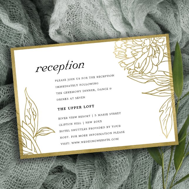 ELEGANT CLASSY GOLD FOIL BLOMMIGT RECEPTION TILLÄGGSKORT (Skapare uppladdad)