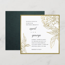 ELEGANT CLASSY GOLD FOIL BLOMMIGT WEDDING INVITE TACK KORT