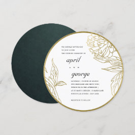 ELEGANT CLASSY GOLD FOIL BLOMMIGT WEDDING INVITE TACK KORT