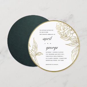 ELEGANT CLASSY GOLD FOIL BLOMMIGT WEDDING INVITE TACK KORT