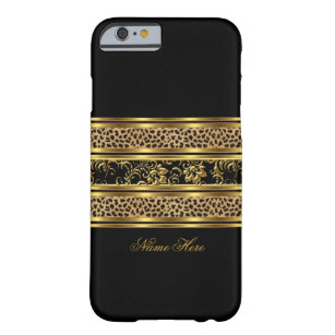 Elegant Classy Guld Black Leopard Blommigt Barely There iPhone 6 Skal