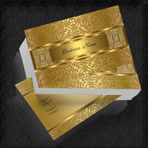 Elegant Classy Guld Damask Embossed look Visitkort