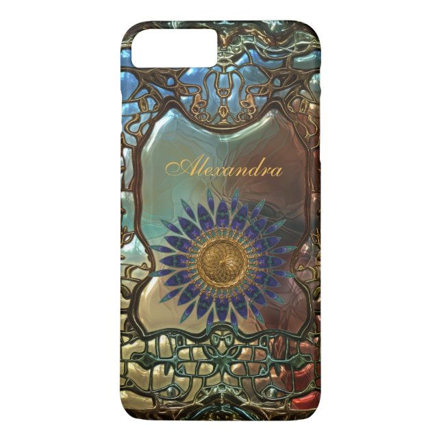 Elegant Classy Guld Metall Art nouveau Case-Mate iPhone Skal (Baksida)