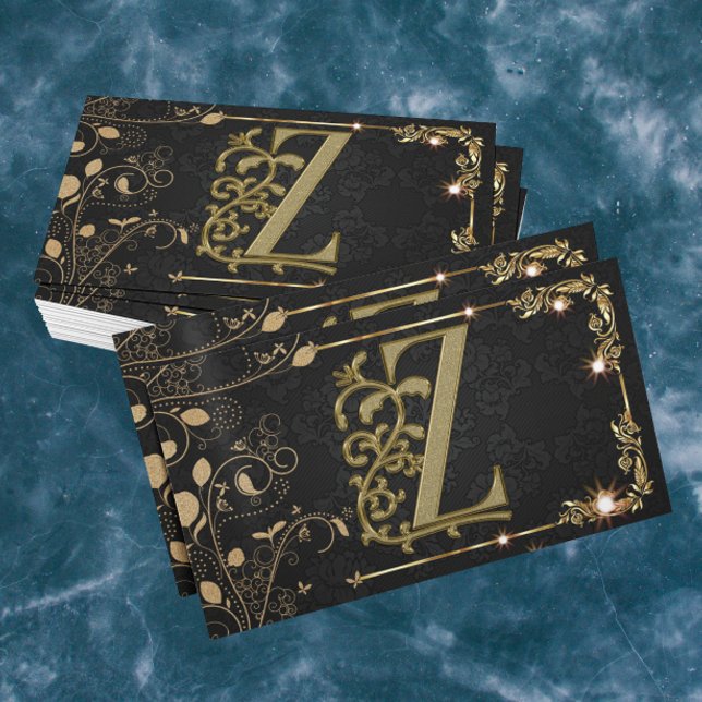 Elegant Classy Guld Monogram Initial Visitkort (Skapare uppladdad)