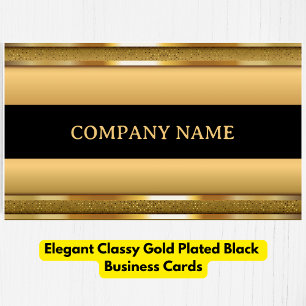 Elegant Classy Guld Plate Black Visitkort