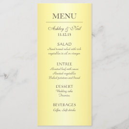 Elegant Classy Gult & Beige Bröllop Menu Meny
