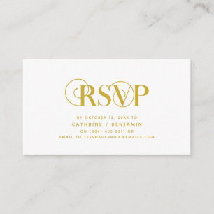 Elegant Classy, Gult Guld Script, OSA-svar Tilläggskort