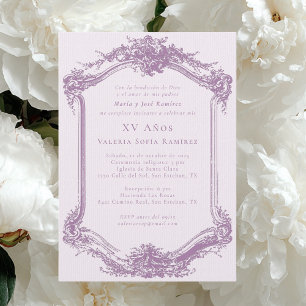Elegant Classy Lila Quinceañera 15:e födelsedagen Inbjudningar