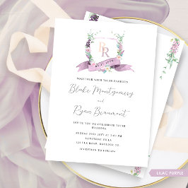 Elegant Classy Lilac Lila, Rosa Monogram Bröllop Inbjudningar