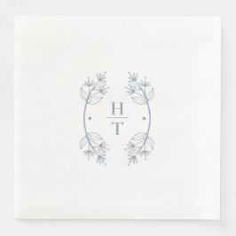 Elegant Classy Monogram Dusty Blue Bröllop Napkins Pappersservett