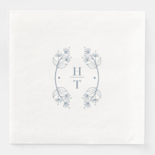 Elegant Classy Monogram Dusty Blue Bröllop Napkins Pappersservett
