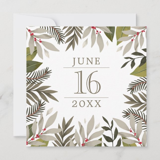Elegant Classy Muted Botanical Spara Datumet (Framsida)