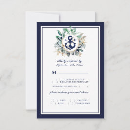 Elegant Classy Navy Anchor Greenery Meal Choice OSA Kort
