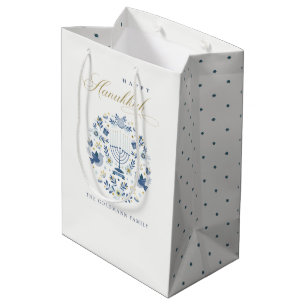 Elegant Classy Navy Blue Lycklig Hanukkah Blommigt