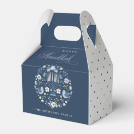 Elegant Classy Navy Blue Lycklig Hanukkah Blommigt Presentaskar