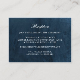 Elegant Classy Navy Bröllop Monogram Reception Tilläggskort