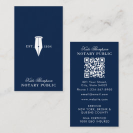 Elegant Classy Notary Signing Agent QR Code Blue Visitkort