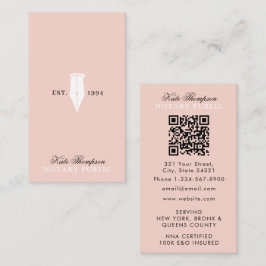 Elegant Classy Notary Signing Agent QR Code Pink Visitkort