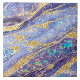 Elegant Classy Opal Marble Lila Guld Glitter Kakelplatta