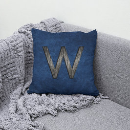 Elegant Classy Personlig Monogram Charcol Navy Kudde