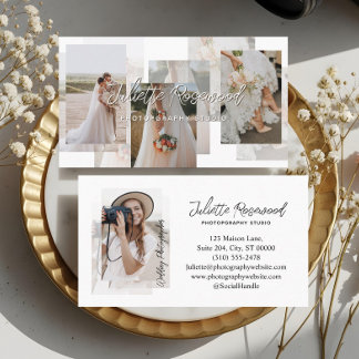 Elegant Classy Photographer Photo Gallery Collage Visitkort
