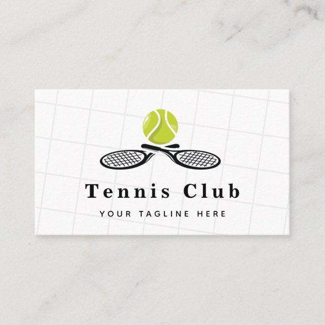 Elegant & Classy Professionell Tennis Klubb Coach Visitkort (Framsida)