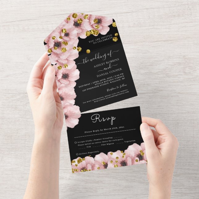Elegant Classy Rosy Black Bröllop (Avrivbar del)