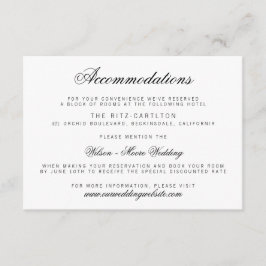 Elegant Classy Script Bröllop Ackommodation Card Tilläggskort