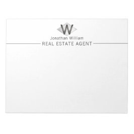 Elegant Classy Silver Black Personlig Monogram Anteckningsblock