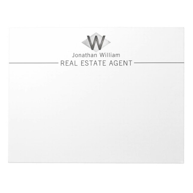 Elegant Classy Silver Black Personlig Monogram Anteckningsblock (Framsida)
