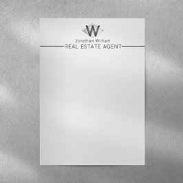 Elegant Classy Silver Black Personlig Monogram Brevhuvud