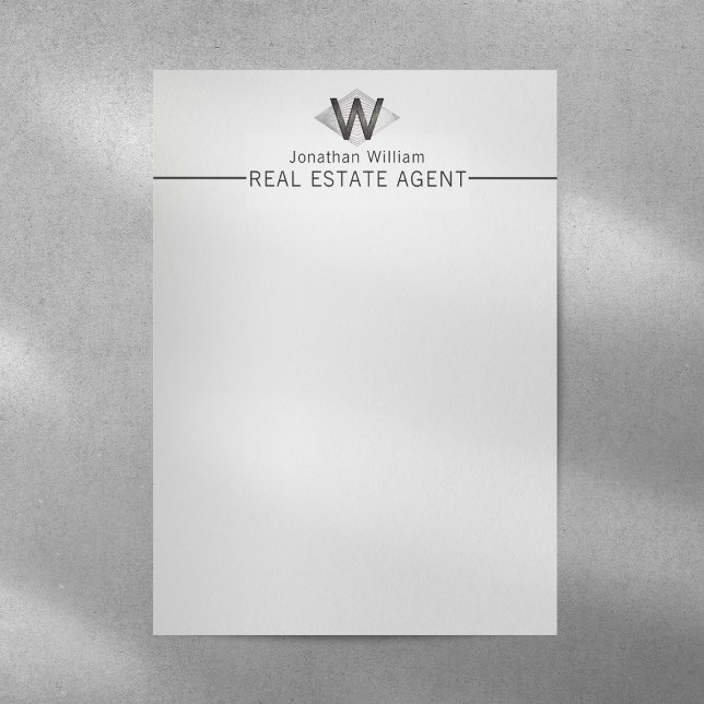 Elegant Classy Silver Black Personlig Monogram Brevhuvud (Skapare uppladdad)