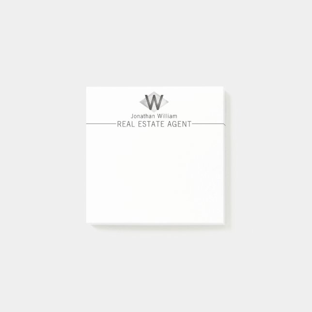 Elegant Classy Silver Black Personlig Monogram Post-it Block (Framsida)