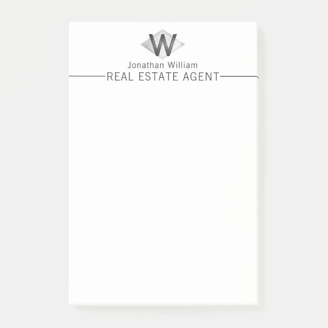 Elegant Classy Silver Black Personlig Monogram Post-it Block (Framsida)