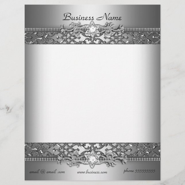 Elegant Classy Silver Damask Embossed Jewel Brevhuvud (Framsida)