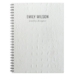 Elegant Classy Simple Ivory White Leather Struktur Anteckningsbok