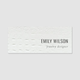 Elegant Classy Simple Ivory White Leather Struktur Namnbricka