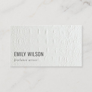 Elegant Classy Simple Ivory White Leather Struktur Visitkort
