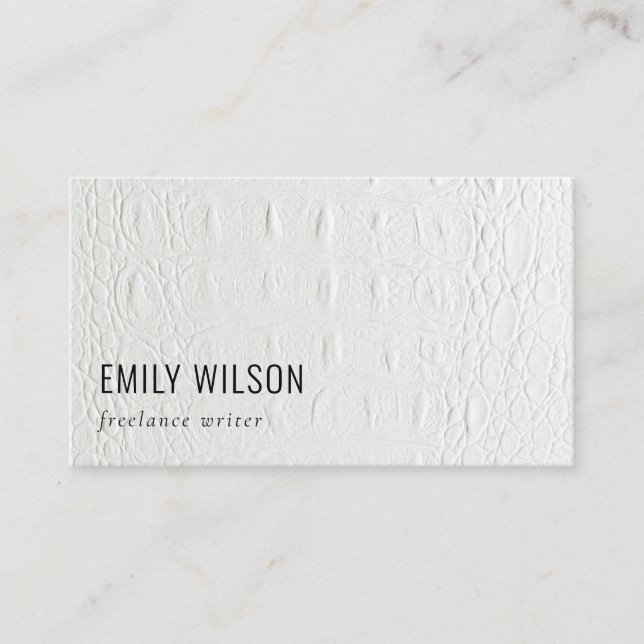 Elegant Classy Simple Ivory White Leather Struktur Visitkort (Framsida)