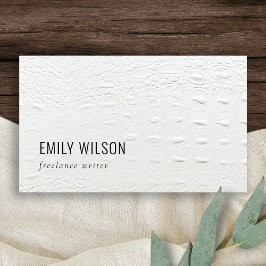 Elegant Classy Simple Ivory White Leather Struktur Visitkort