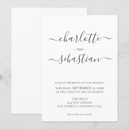 Elegant Classy Simple Typography Stil Bröllop Inbjudningar