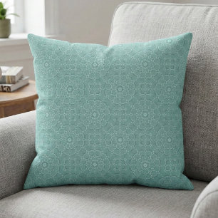 Elegant Classy Teal Mosaic Geometric Mönster Tyg