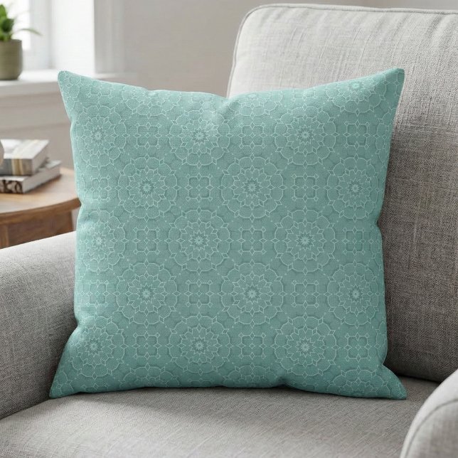 Elegant Classy Teal Mosaic Geometric Mönster Tyg (Skapare uppladdad)