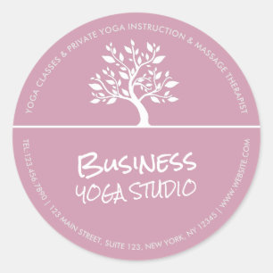 Elegant Classy Träd Yoga Meditation Instruktör i Runt Klistermärke