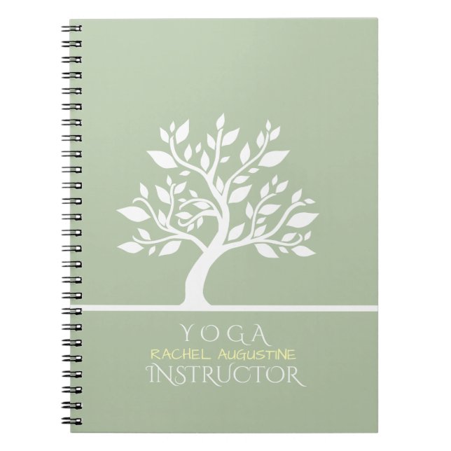 Elegant Classy Träd YOGA Studio-massageterapi Anteckningsbok Med Spiral (Framsidan)