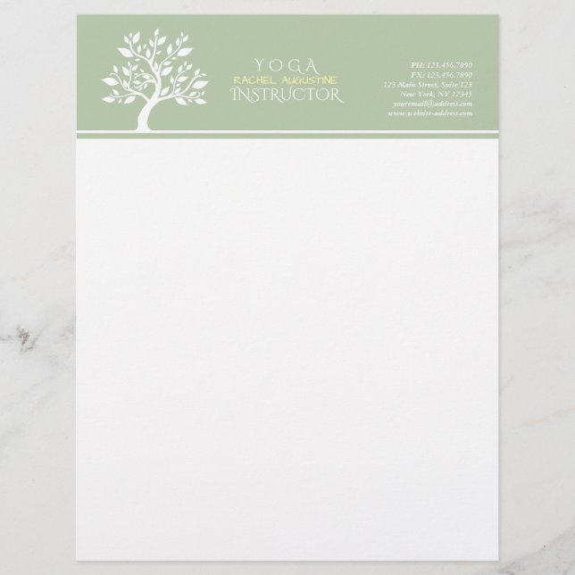 Elegant Classy Träd YOGA Studio-massageterapi Brevhuvud (Framsida)