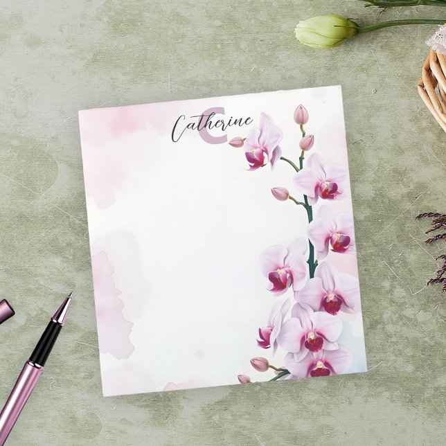 Elegant Classy Watercolor Rosa Orchid Cascade Anteckningsblock (Skapare uppladdad)