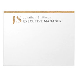 Elegant Classy White & Guld Personlig Monogram Anteckningsblock