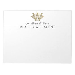 Elegant Classy White & Guld Personlig Monogram Anteckningsblock