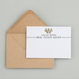 Elegant Classy White & Guld Personlig Monogram Anteckningskort